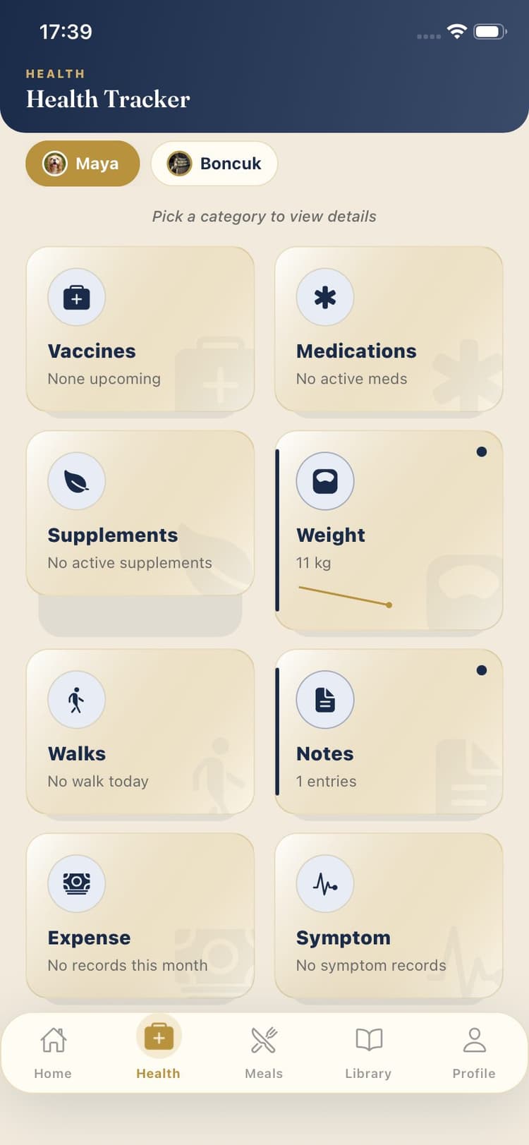 Maya Pet App Screen