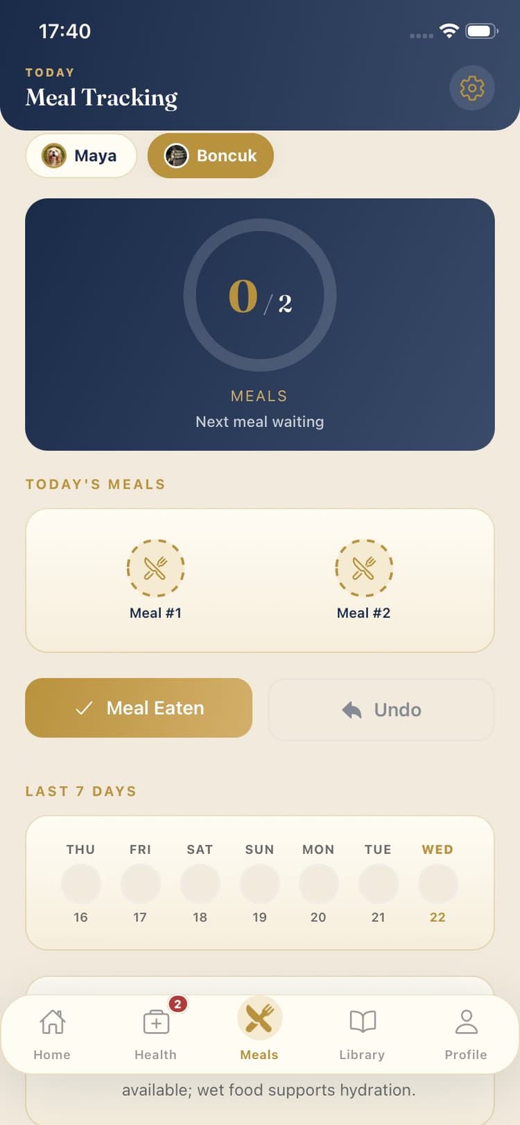 Maya Pet App Screen
