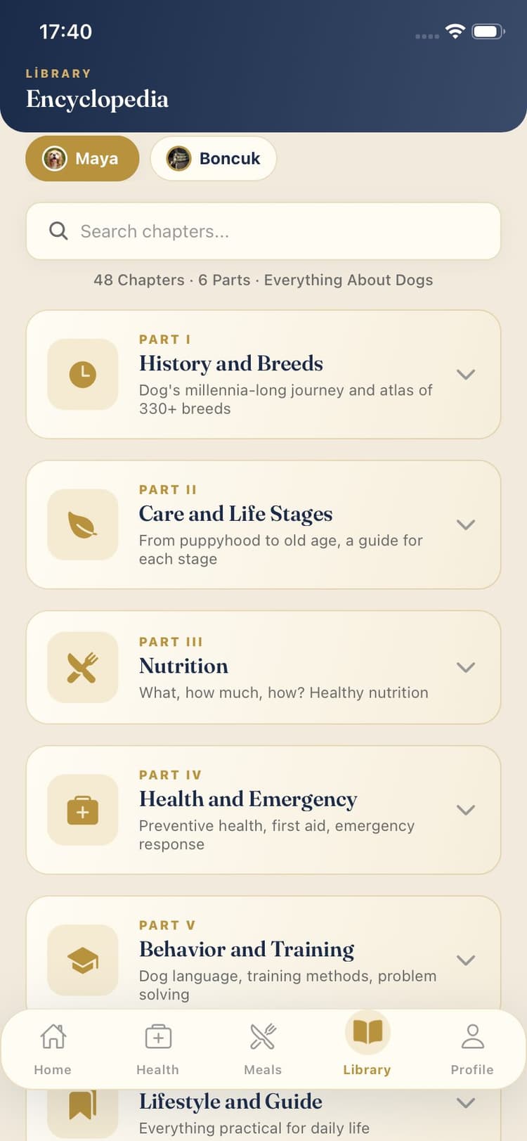Maya Pet App Screen